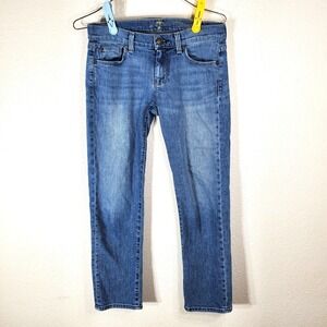 7 For All Mankind Crop Straight Leg Womens Jeans Size 25 Blue Denim Low Rise